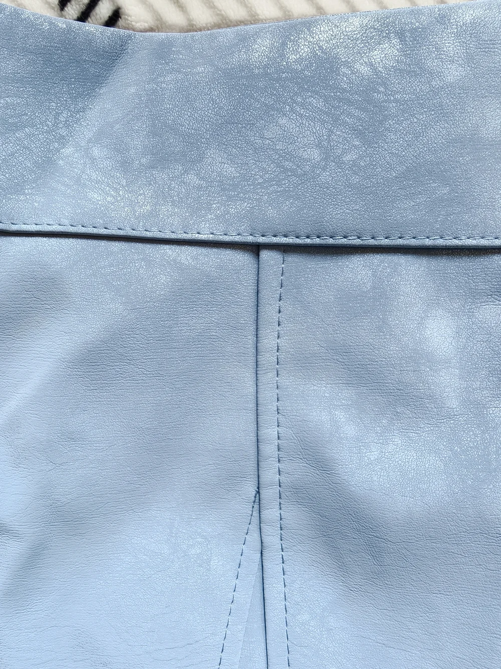 Women's Blue Faux Leather Mini Skirt/Skort with Slit and Inset Shorts Juniors M